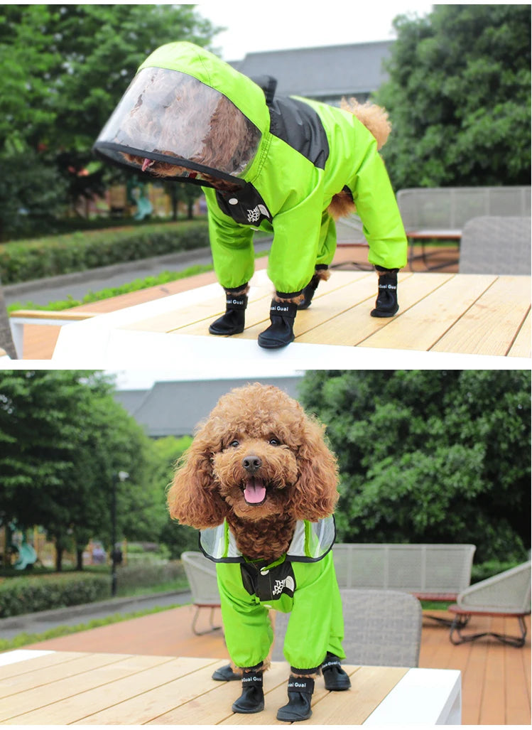 Dog Face Waterproof Raincoat with Hood for Dogs
