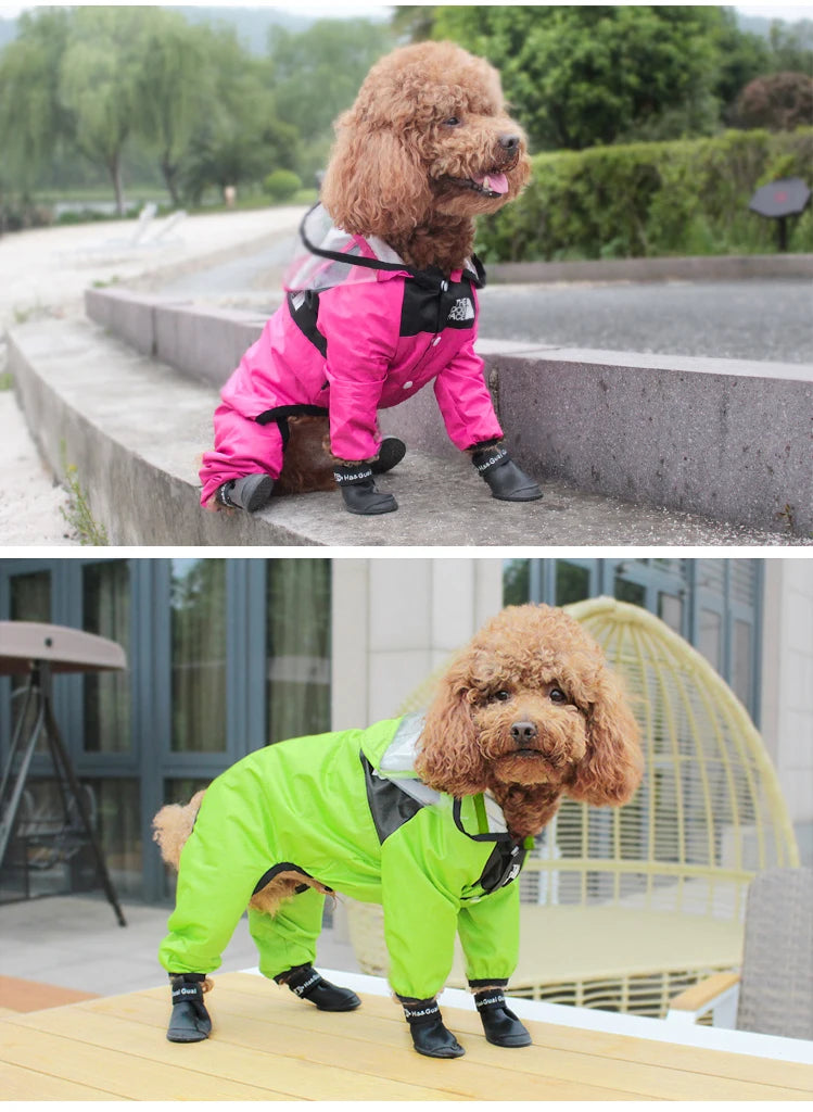Dog Face Waterproof Raincoat with Hood for Dogs