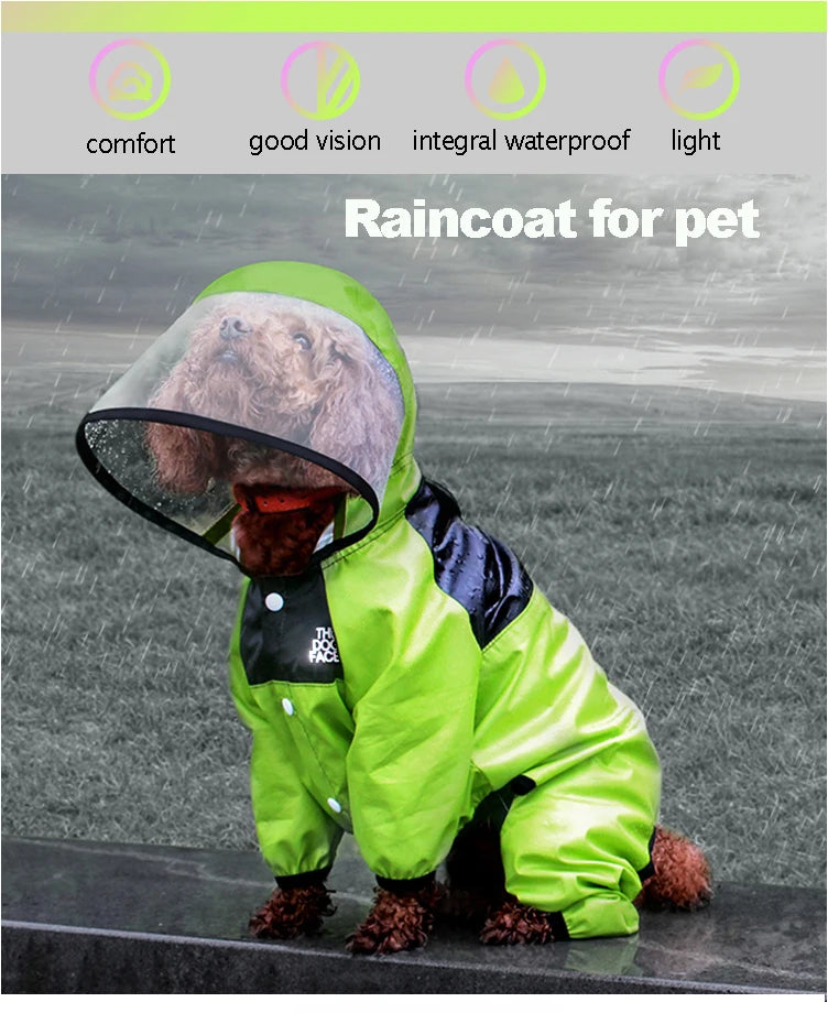 Dog Face Waterproof Raincoat with Hood for Dogs