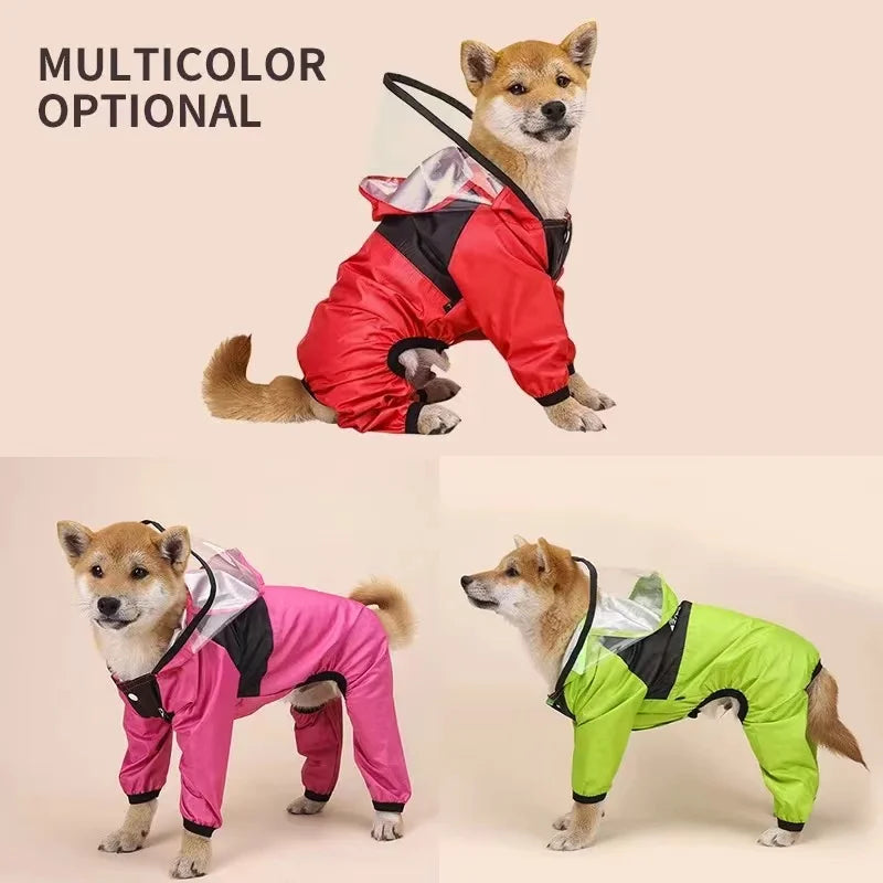Dog Face Waterproof Raincoat with Hood for Dogs